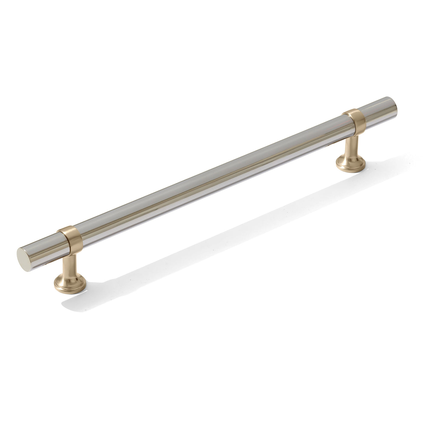 Smooth T-Bar "Contemporary" Champagne Bronze and Polished Nickel Knobs and Pulls