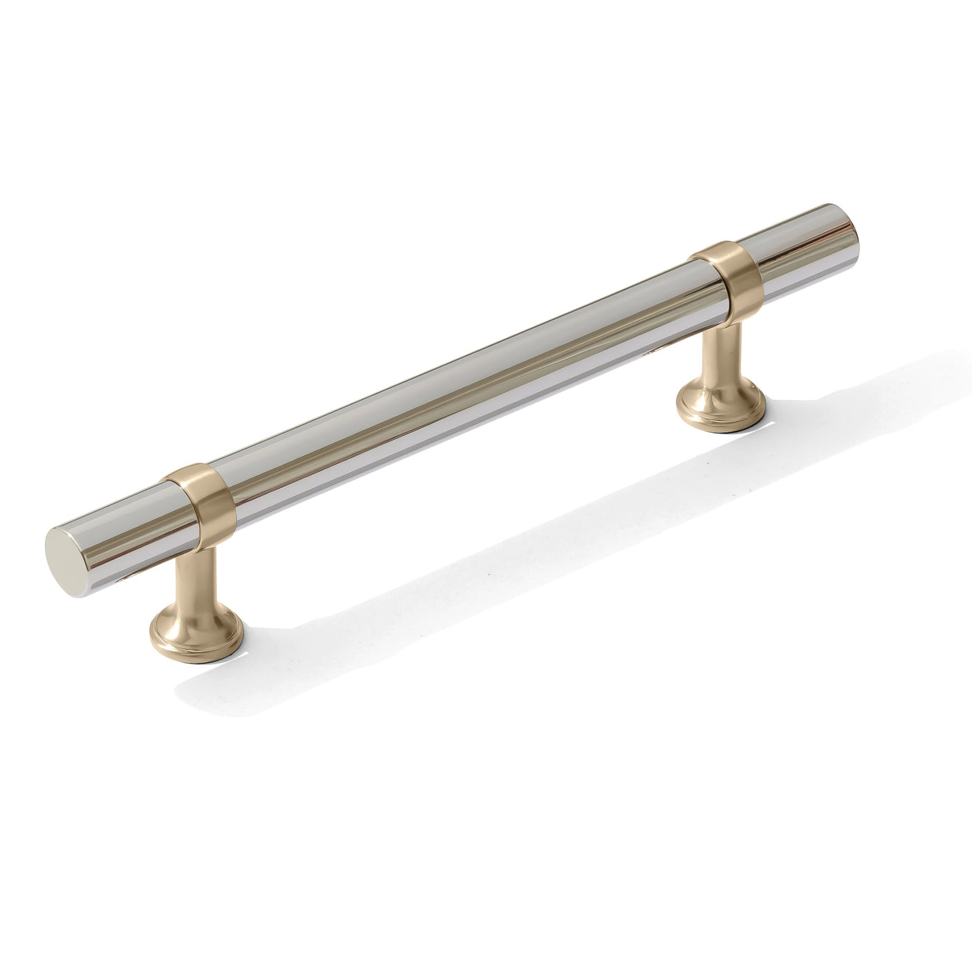 Smooth T-Bar "Contemporary" Champagne Bronze and Polished Nickel Knobs and Pulls