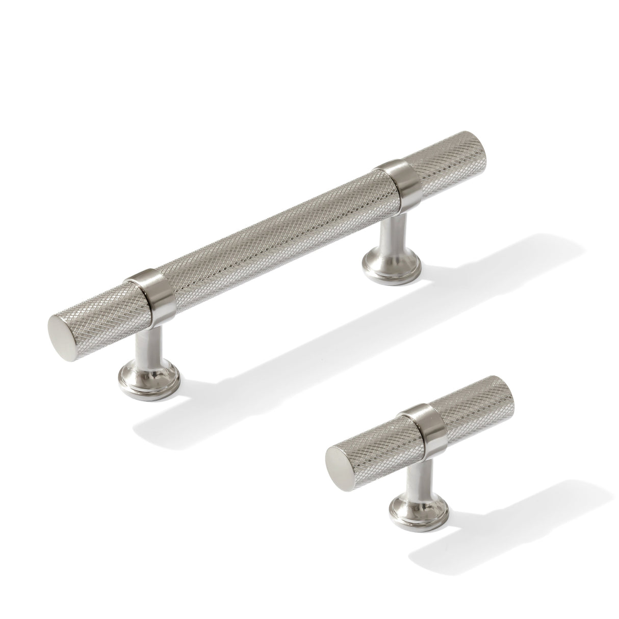 Knurled T-Bar "Contemporary" Satin Nickel Knobs and Pulls