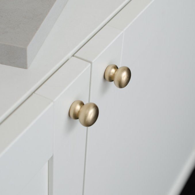 Round Brushed Brass "Buoy" Cabinet Knob