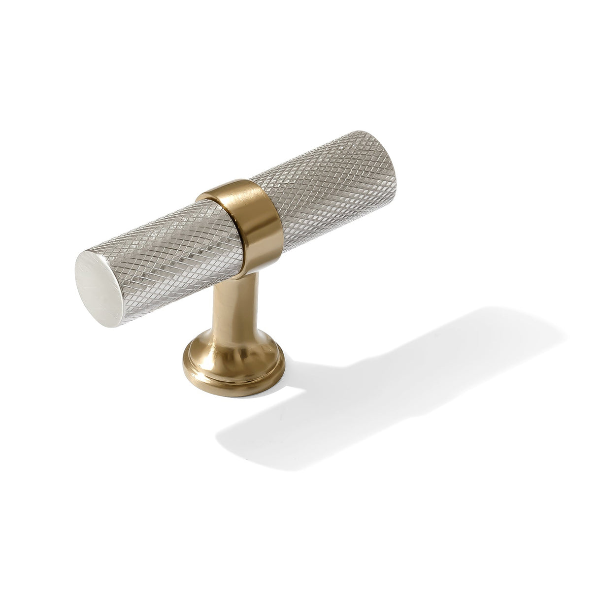 Knurled T-Bar "Contemporary" Champagne Bronze and Satin Nickel Knobs and Pulls