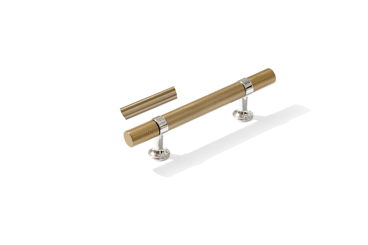 Knurled T-Bar "Contemporary" Polished Nickel and Champagne Bronze Knobs and Pulls - Forge Hardware Studio