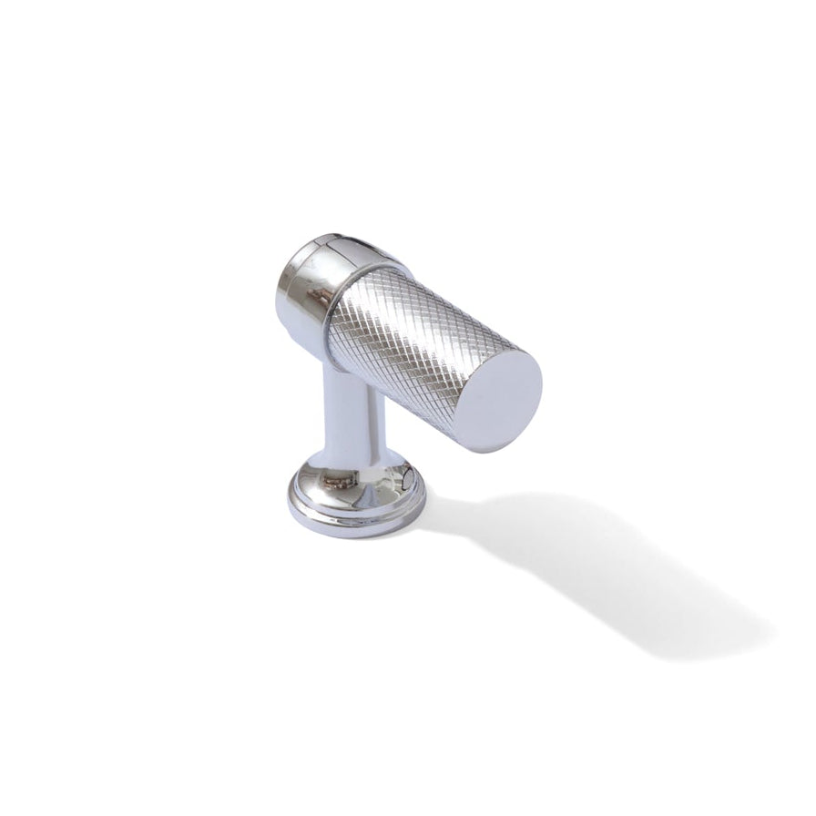 Knurled Polished Chrome "Transitional" Cabinet Knobs and Drawer Pulls
