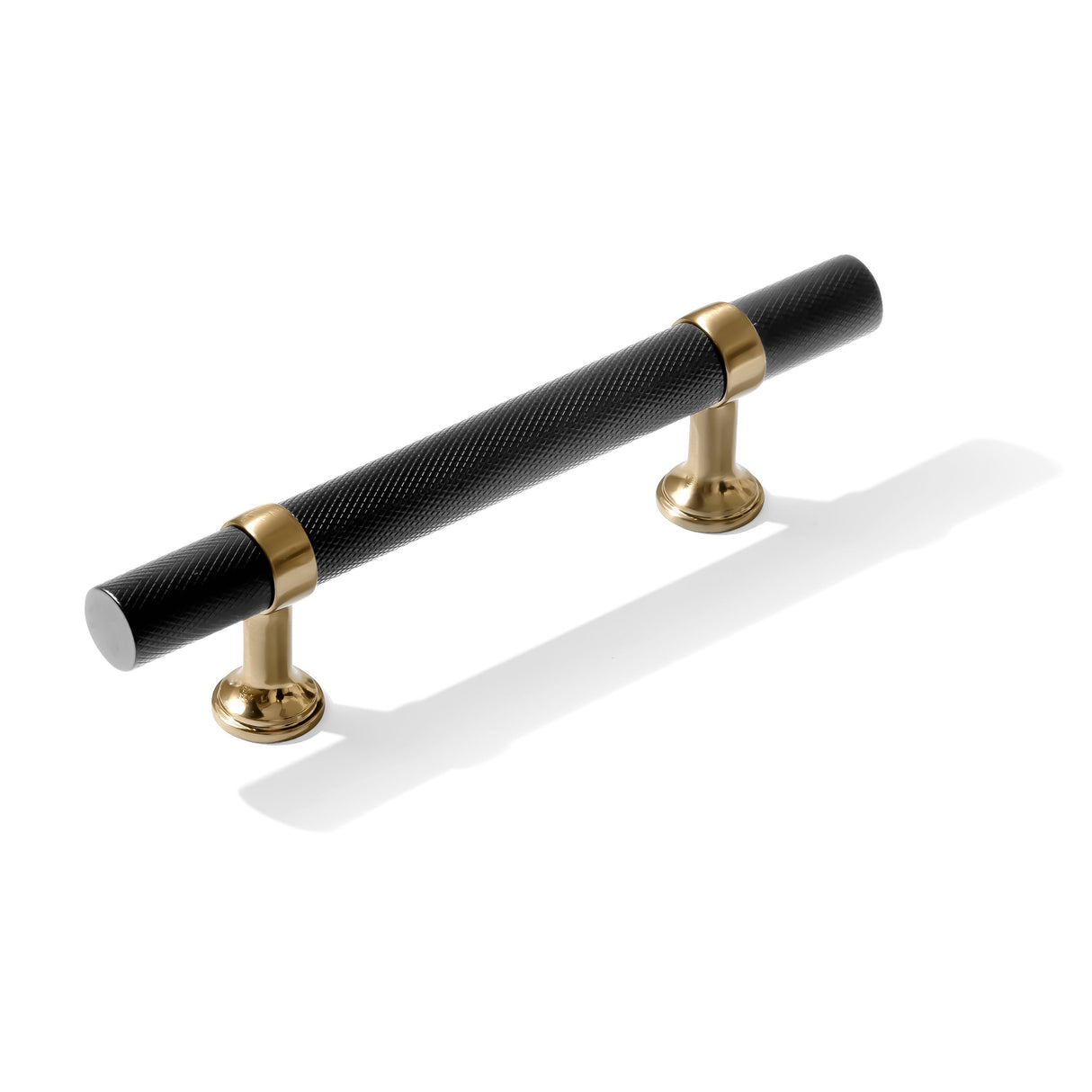 Knurled T-Bar "Contemporary" Champagne Bronze and Matte Black Knobs and Pulls