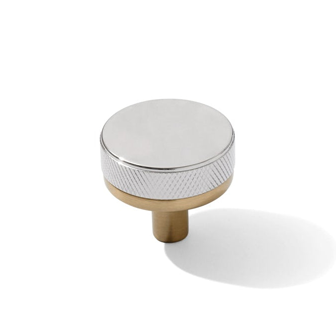 Knurled Champagne Bronze and Polished Chrome Knobs and Pulls