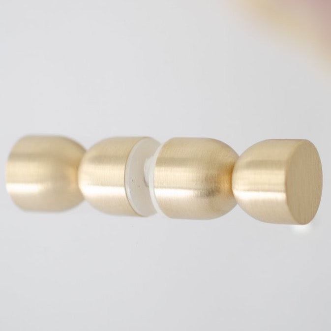 Glass Shower "Double Cup" Round Brushed Brass Back to Back Door Knob - Forge Hardware Studio