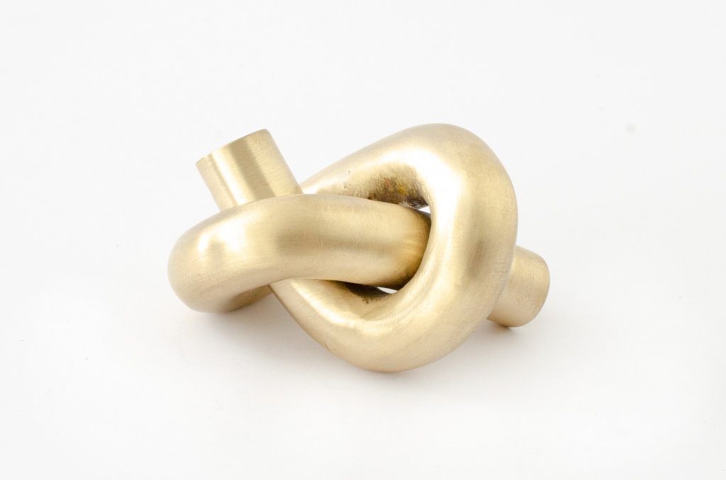 Unlacquered Brass "Knot" Cabinet Knob and Hook - Forge Hardware Studio