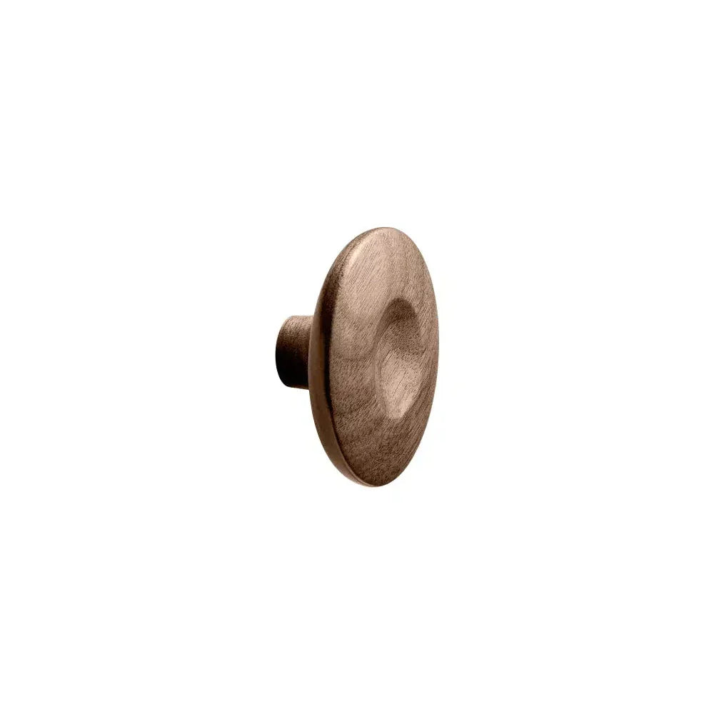 Round Wood "Dimple" Lacquered Walnut Cabinet Knob