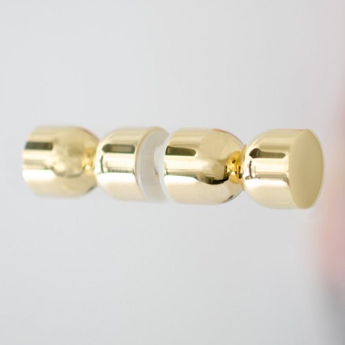 Glass Shower "Double Cup" Round Polished Brass Back to Back Door Knob - Forge Hardware Studio