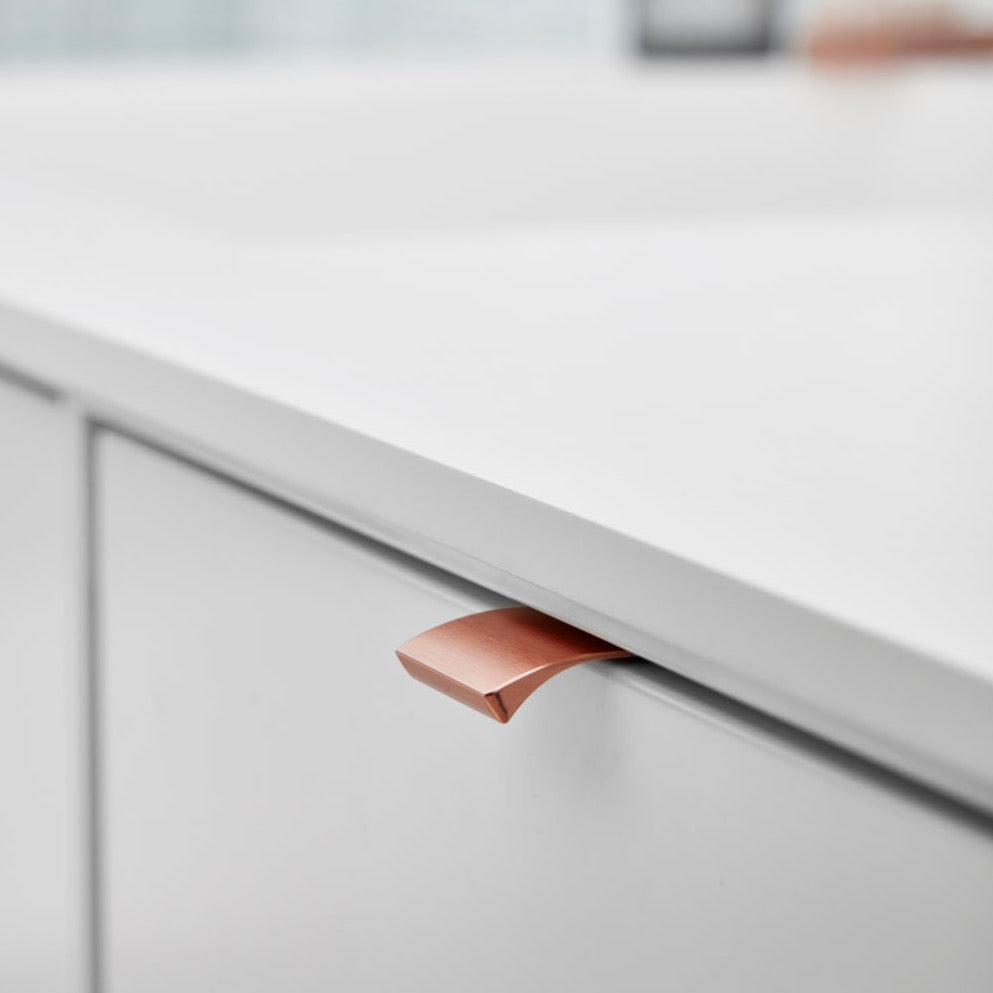 Tab Brushed Copper "Edge" Finger Drawer Pulls - Forge Hardware Studio