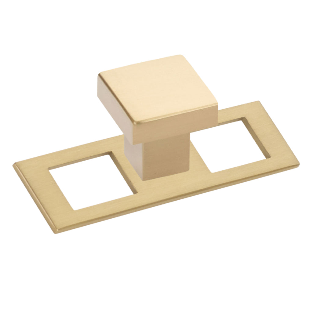 Champagne Bronze "Glam" Modern Pulls and Knob with Backplate