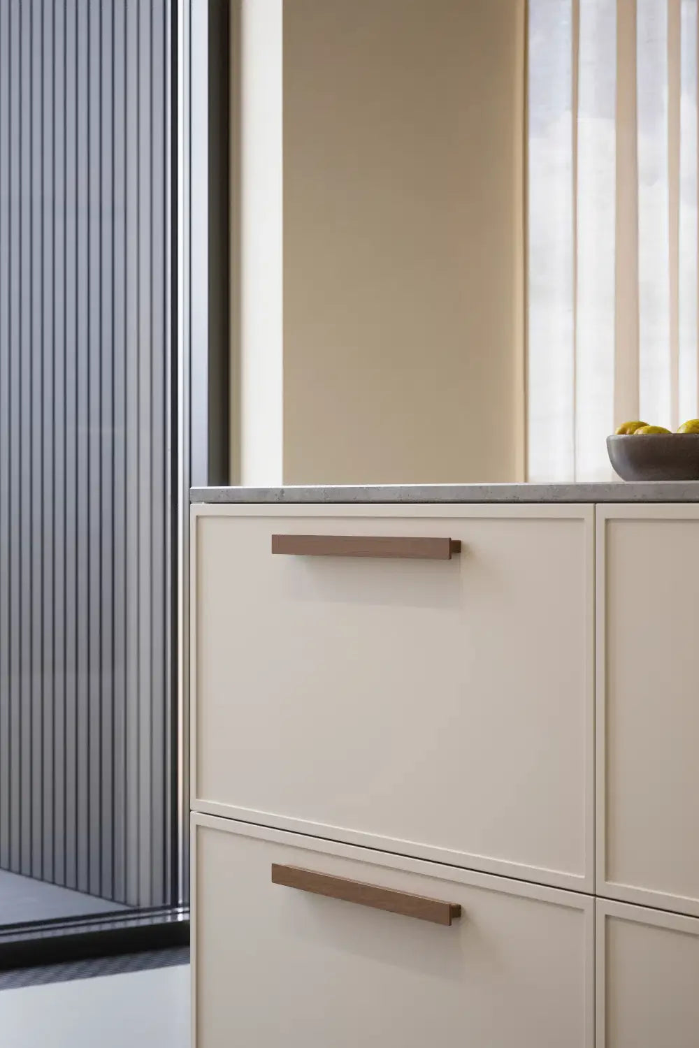 Lacquered Walnut Wood "Shelter" Drawer Pulls