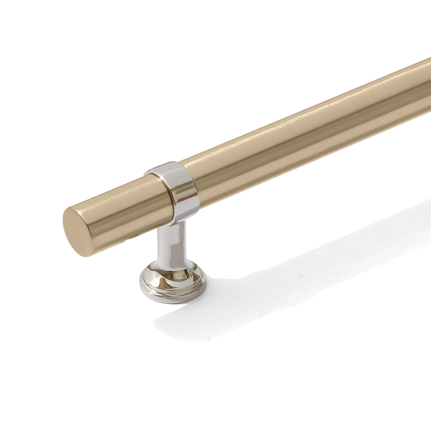 Smooth T-Bar "Contemporary" Polished Nickel and Champagne Bronze Knobs and Pulls