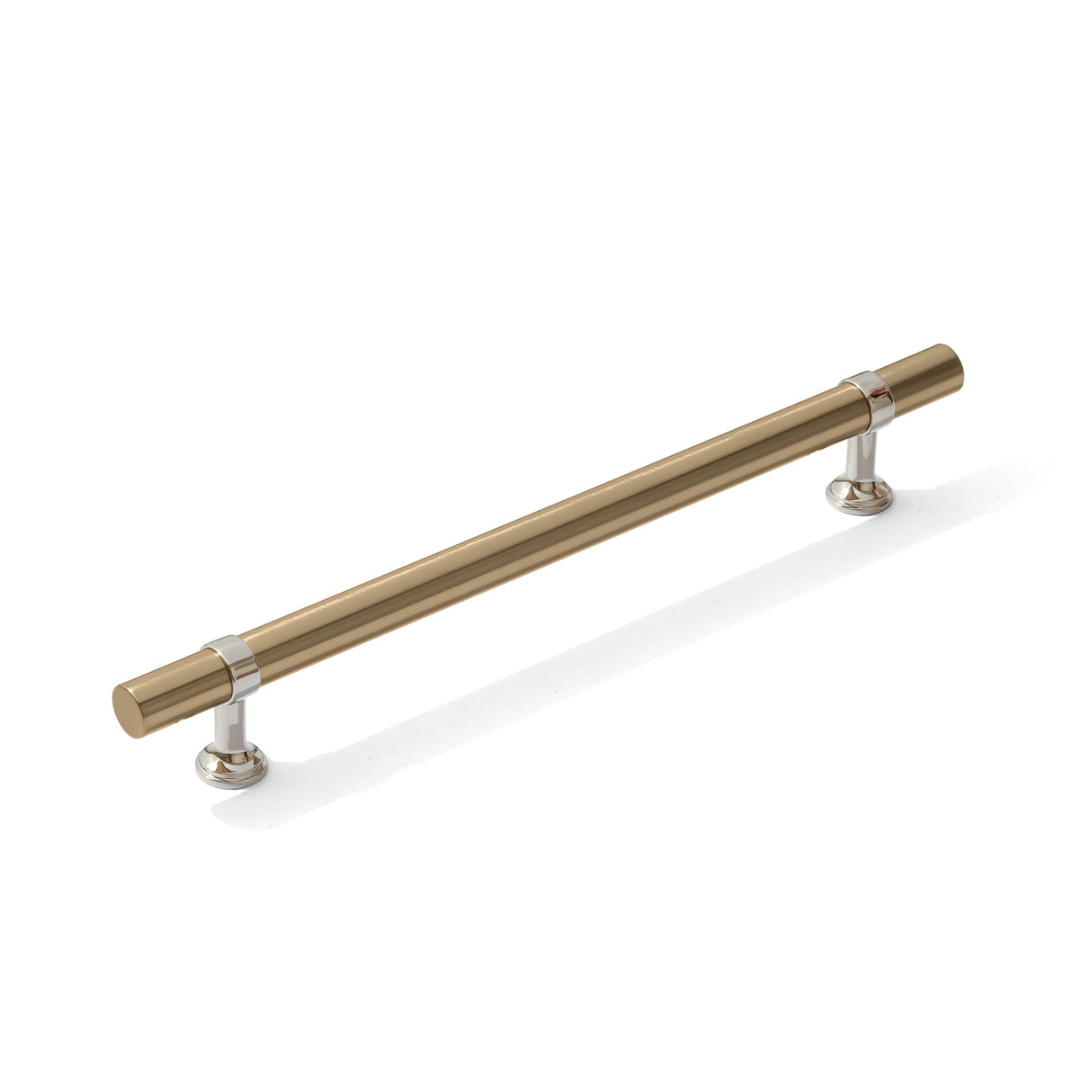 Smooth T-Bar "Contemporary" Polished Nickel and Champagne Bronze Knobs and Pulls