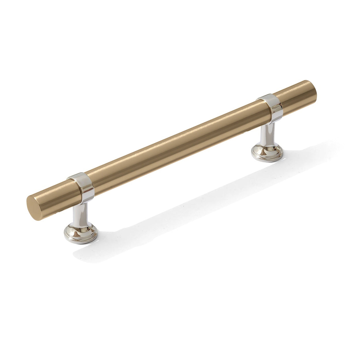 Smooth T-Bar "Contemporary" Polished Nickel and Champagne Bronze Knobs and Pulls