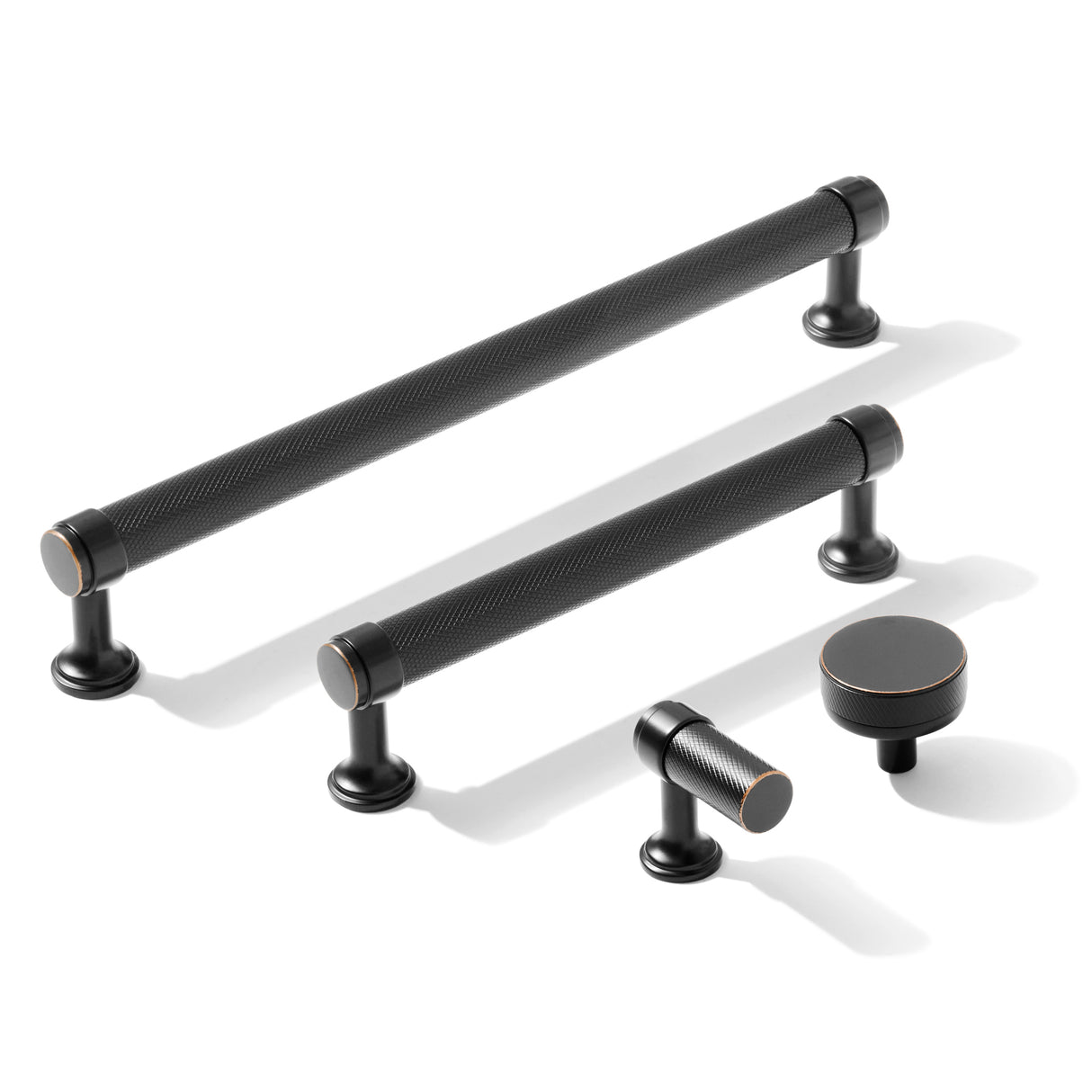 Knurled Oil Rubbed Bronze "Transitional" Cabinet Knobs and Drawer Pulls