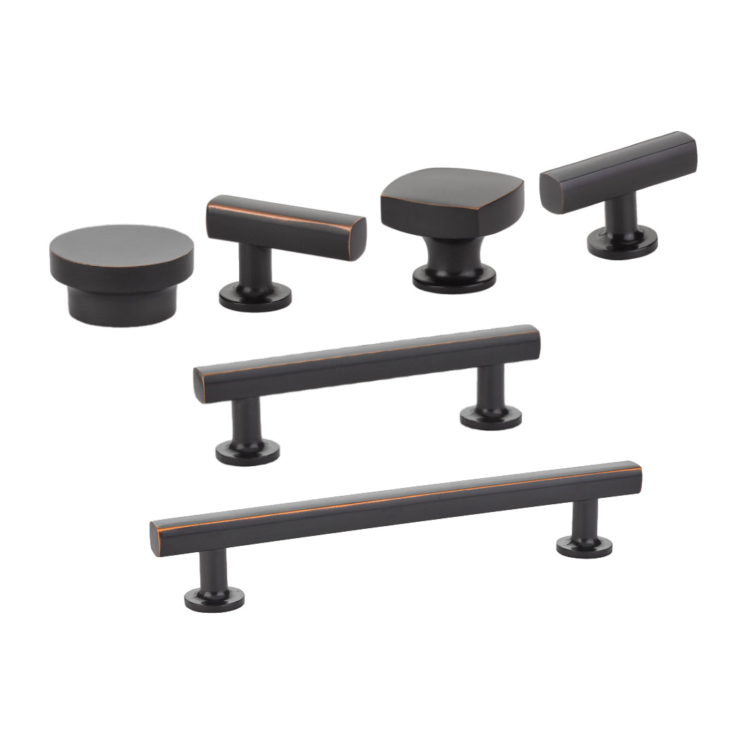 T-Bar Oil Rubbed Bronze "Geo" Cabinet Knob and Drawer Pulls