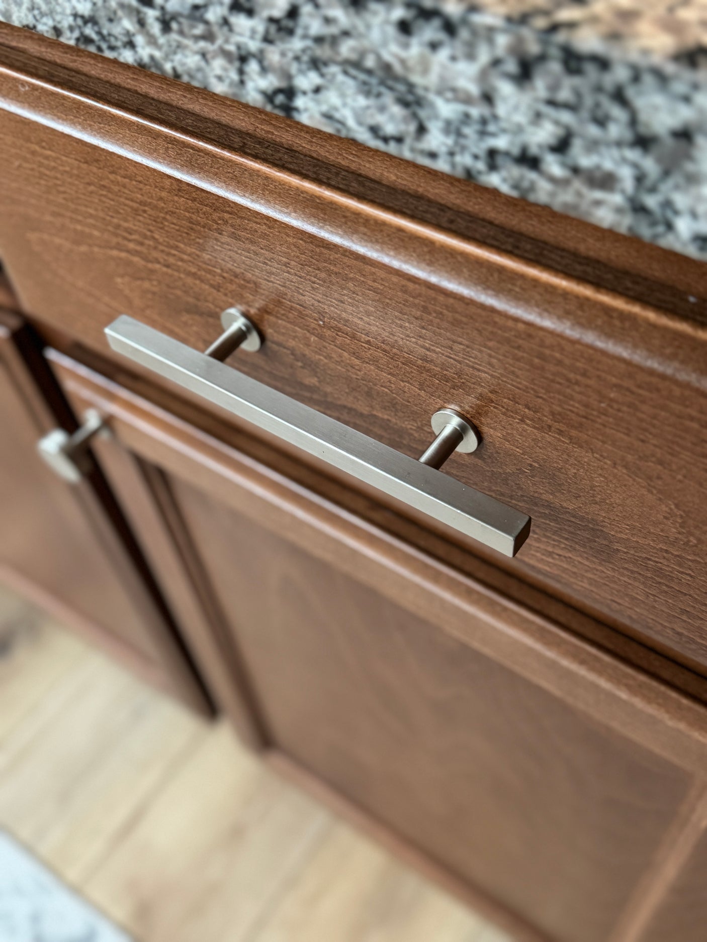 Lew's Square Bar Cabinet Knobs and Pulls in Brushed Nickel - Forge Hardware Studio