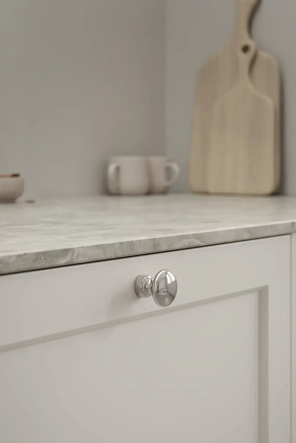 Polished Nickel "Baron" Cup Pull and Knobs - Euro • Knobs