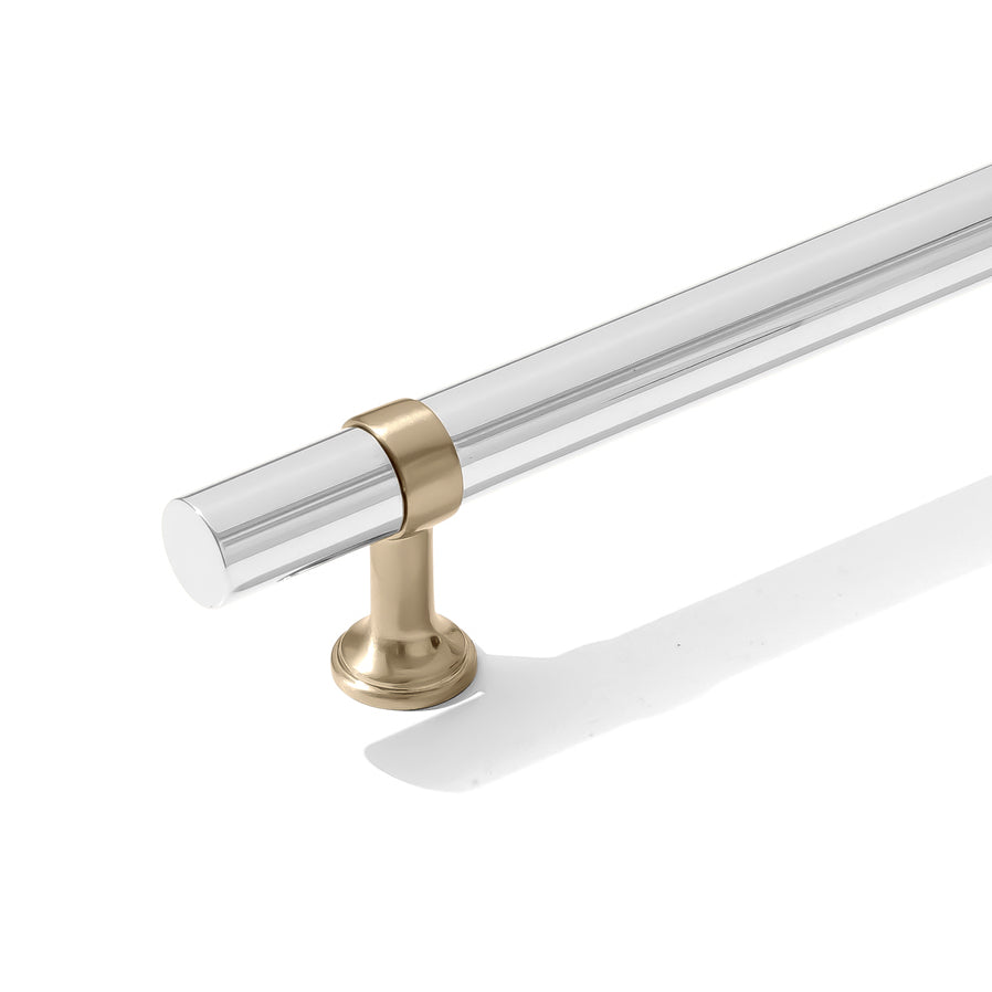 Smooth T-Bar "Contemporary" Champagne Bronze and Polished Chrome Knobs and Pulls