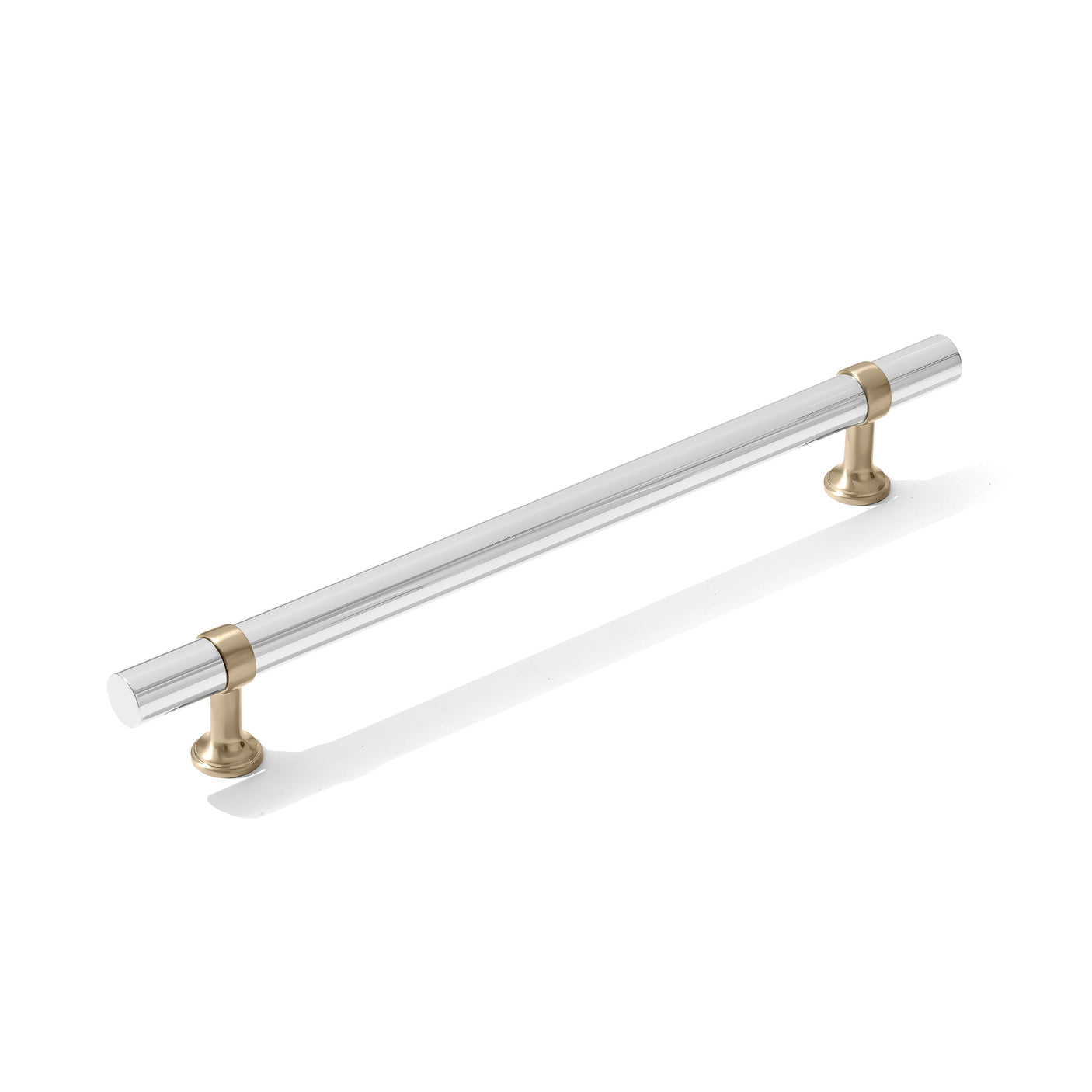 Smooth T-Bar "Contemporary" Champagne Bronze and Polished Chrome Knobs and Pulls