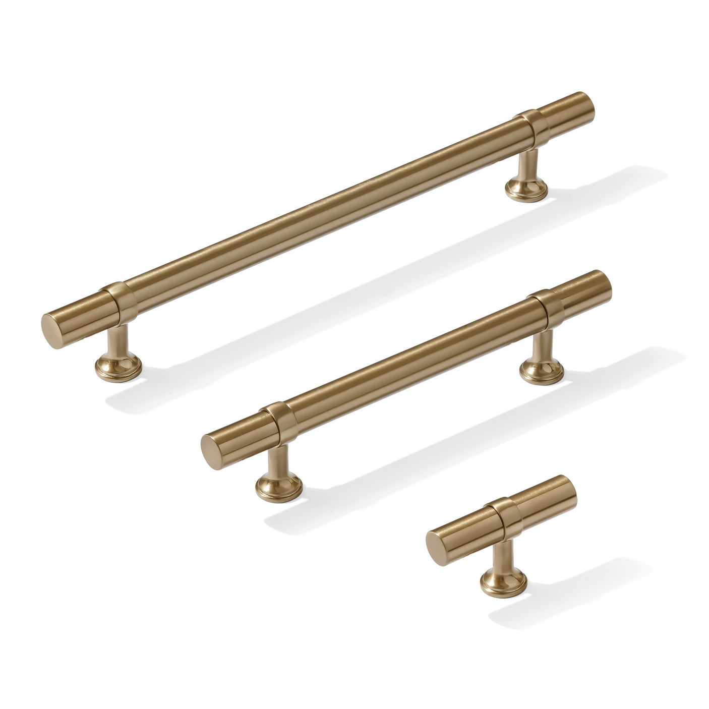 Smooth T-Bar "Contemporary" Champagne Bronze Knobs and Pulls