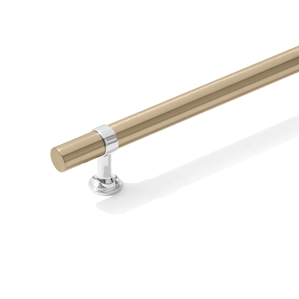 Smooth T-Bar "Contemporary" Polished Chrome and Champagne Bronze Knobs and Pulls