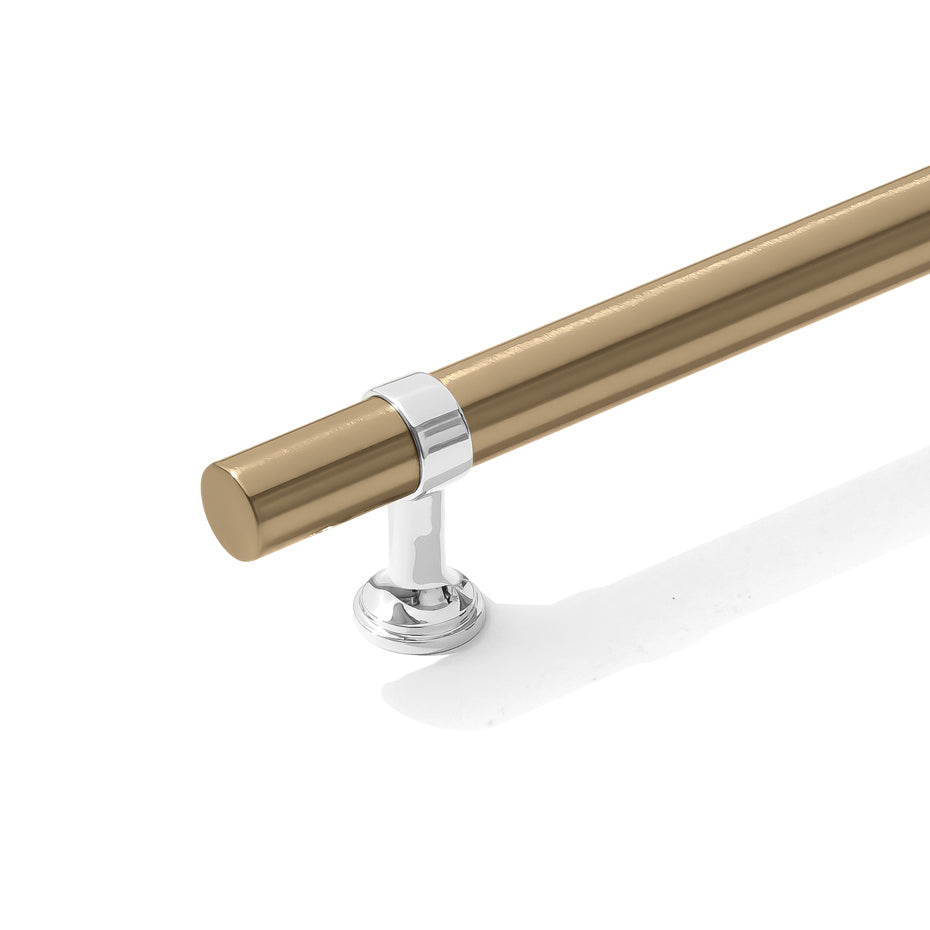 Smooth T-Bar "Contemporary" Polished Chrome and Champagne Bronze Knobs and Pulls