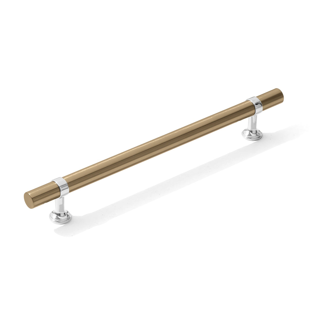 Smooth T-Bar "Contemporary" Polished Chrome and Champagne Bronze Knobs and Pulls