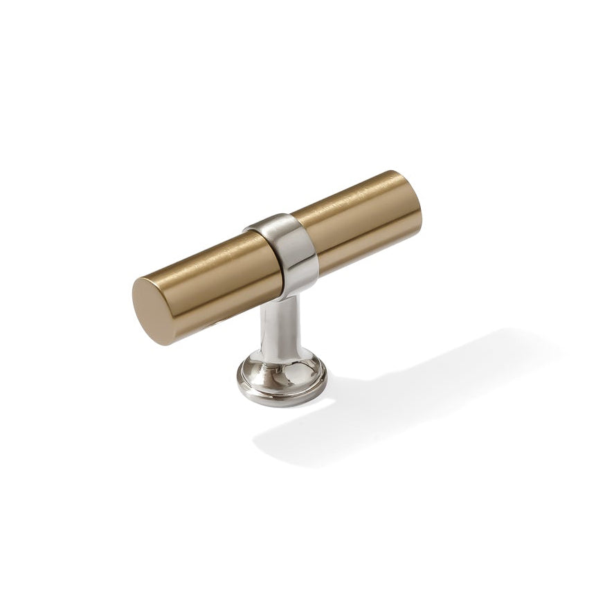 Smooth T-Bar "Contemporary" Satin Nickel and Champagne Bronze Knobs and Pulls