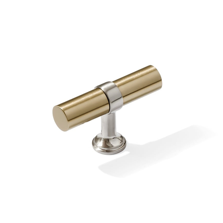 Smooth T-Bar "Contemporary" Satin Nickel and Champagne Bronze Knobs and Pulls