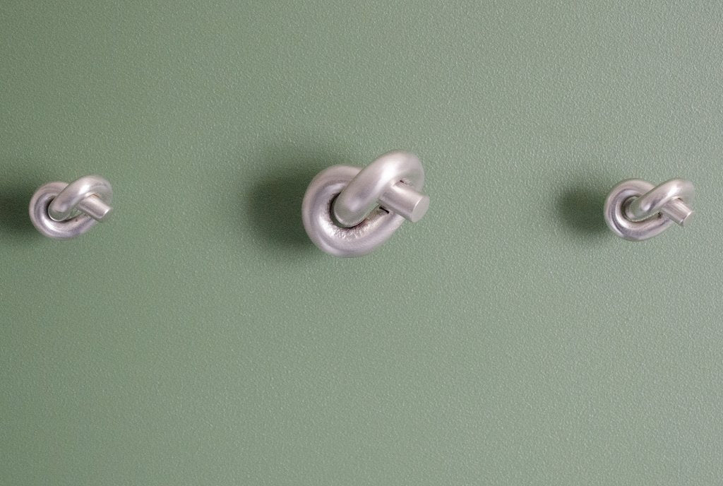 Nickel "Knot" Cabinet Knob and Hook - Forge Hardware Studio