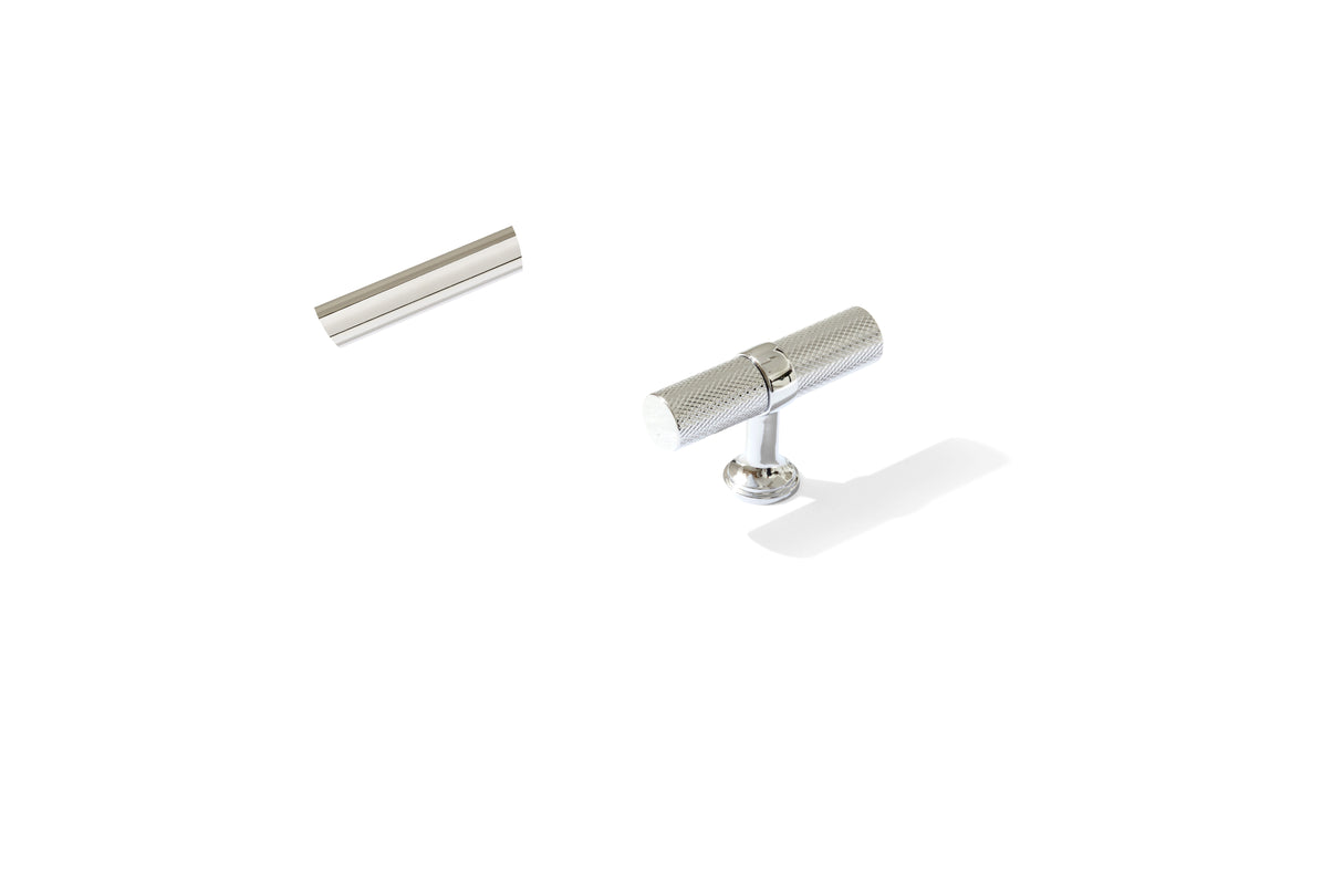 Knurled T-Bar "Contemporary" Polished Chrome Knobs and Pulls - Forge Hardware Studio
