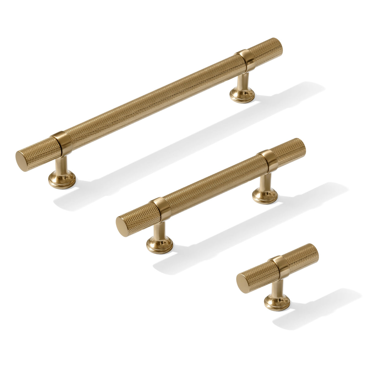 Knurled T-Bar "Contemporary" Champagne Bronze Knobs and Pulls