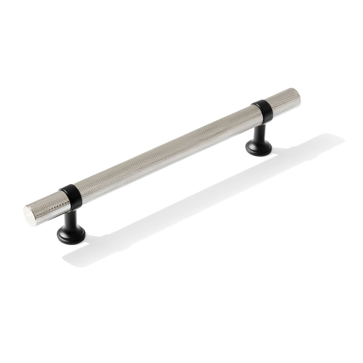 Knurled T-Bar "Contemporary" Matte Black and Polished Nickel Knobs and Pulls