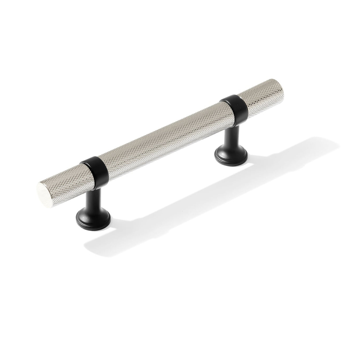 Knurled T-Bar "Contemporary" Matte Black and Polished Nickel Knobs and Pulls