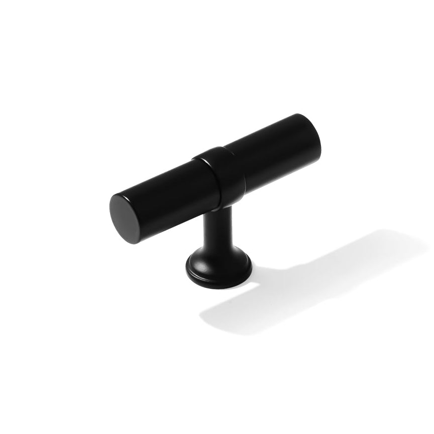 Smooth T-Bar "Contemporary" Matte Black Knobs and Pulls - Forge Hardware Studio