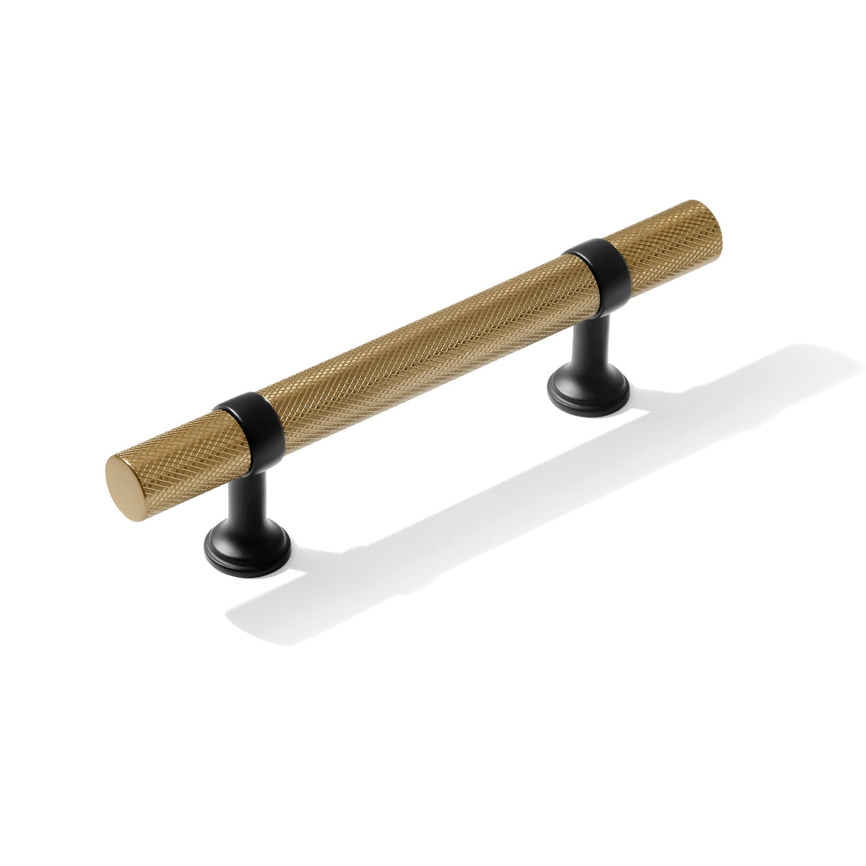 Knurled T-Bar "Contemporary" Matte Black and Champagne Bronze Knobs and Pulls