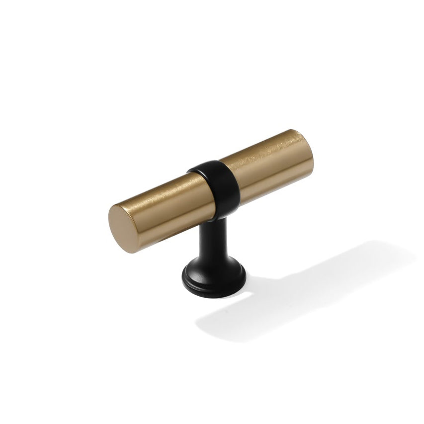 Smooth T-Bar "Contemporary" Matte Black and Champagne Bronze Knobs and Pulls
