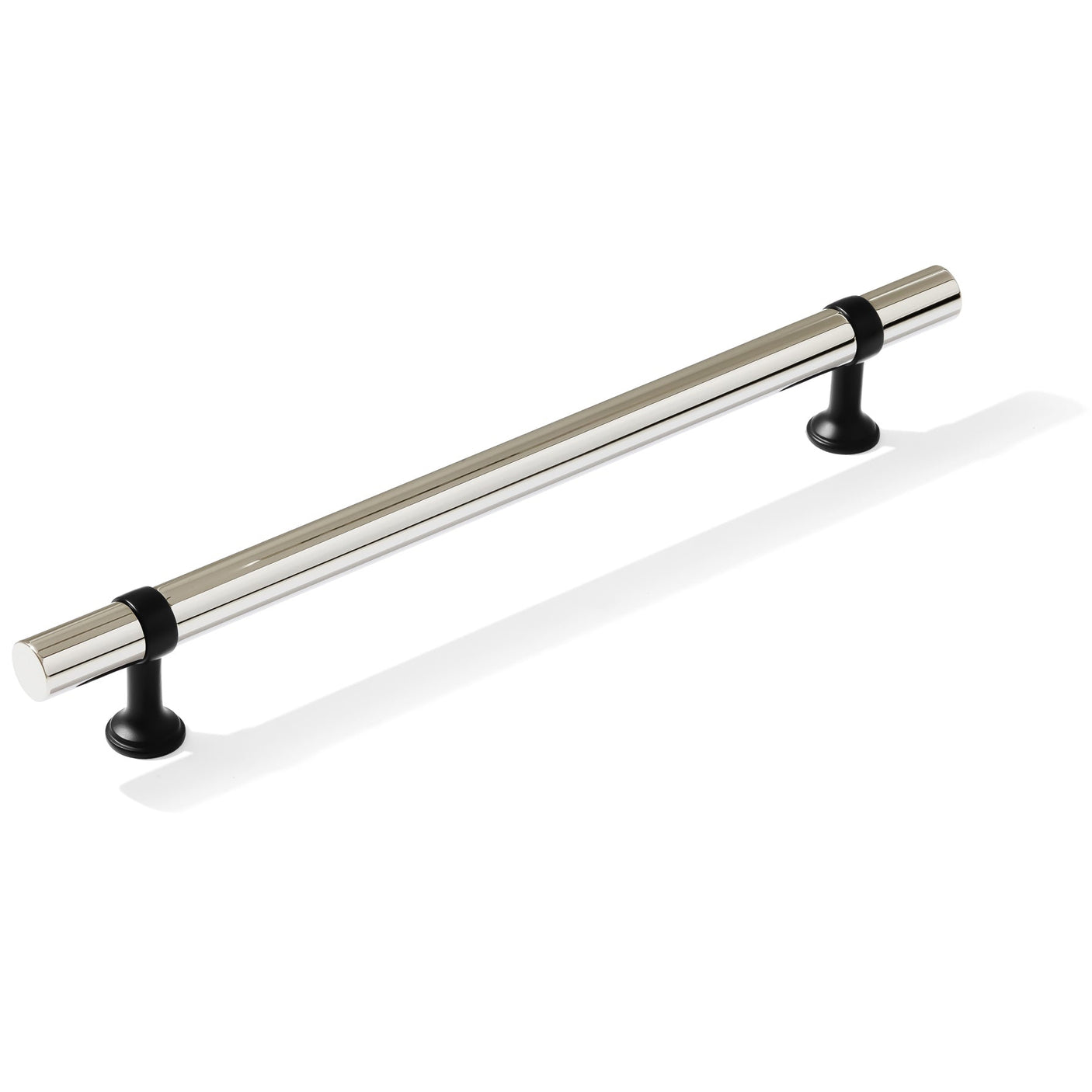 Smooth T-Bar "Contemporary" Matte Black and Polished Nickel Knobs and Pulls
