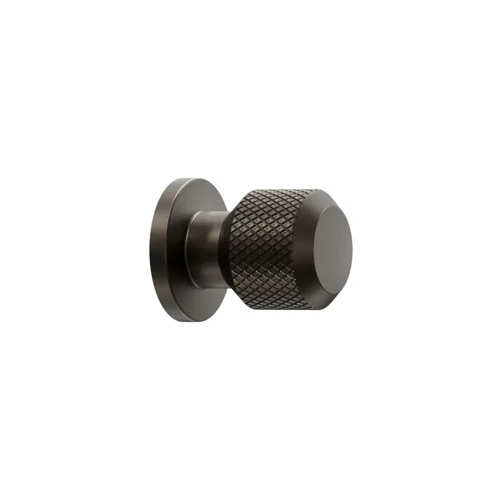 Knurled Backplate Matte Bronze "Manor" Knobs and Drawer Pulls