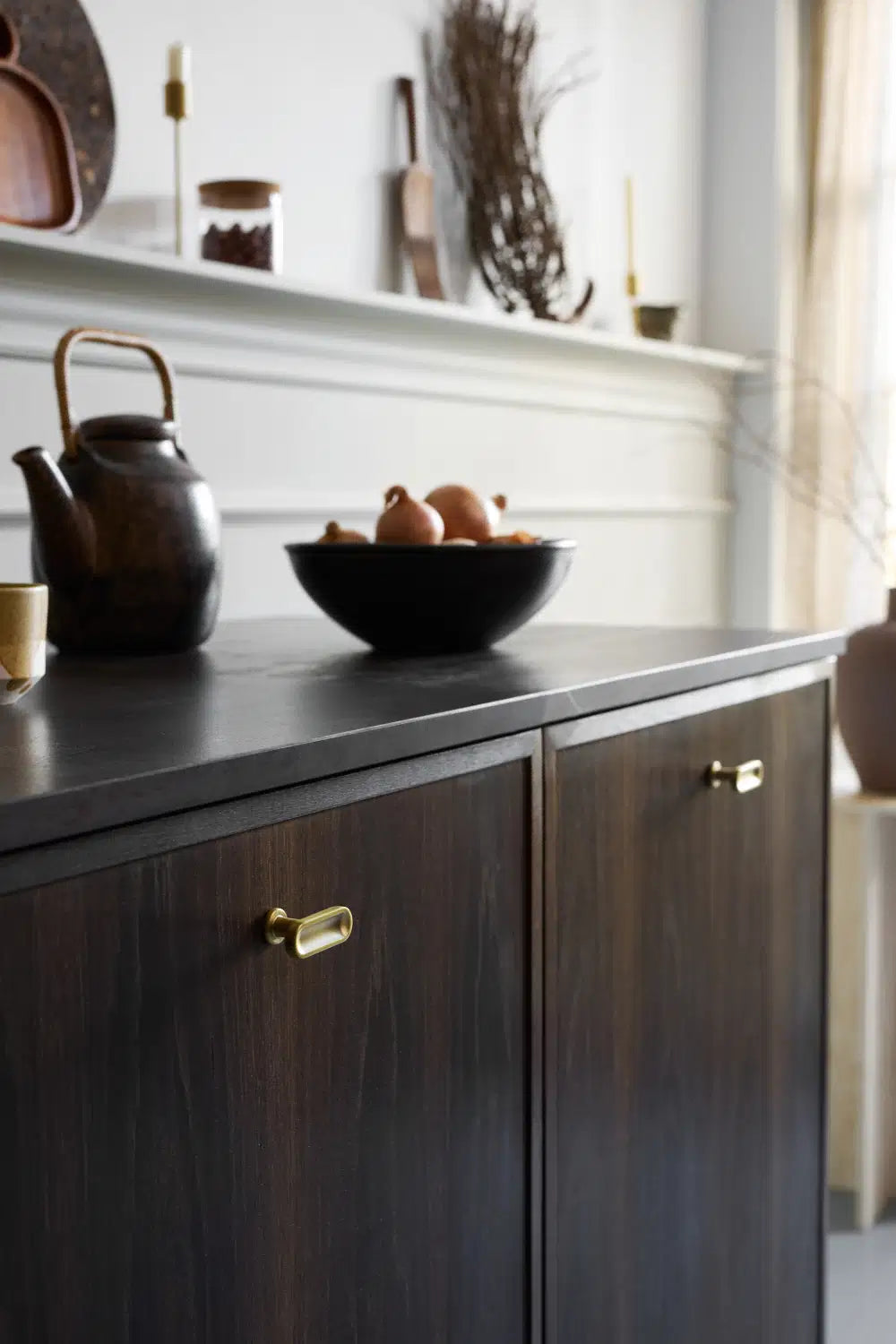 Dark Brushed Gold "Chateau" Cabinet Knobs and Drawer Pull - Forge Hardware Studio