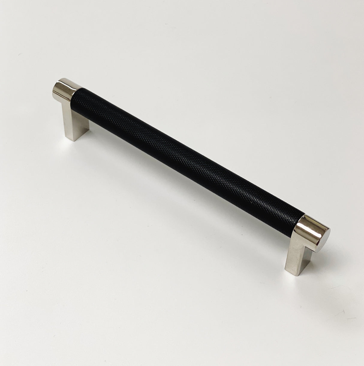 Knurled Polished Nickel and Black Cabinet Knobs and Drawer Pulls