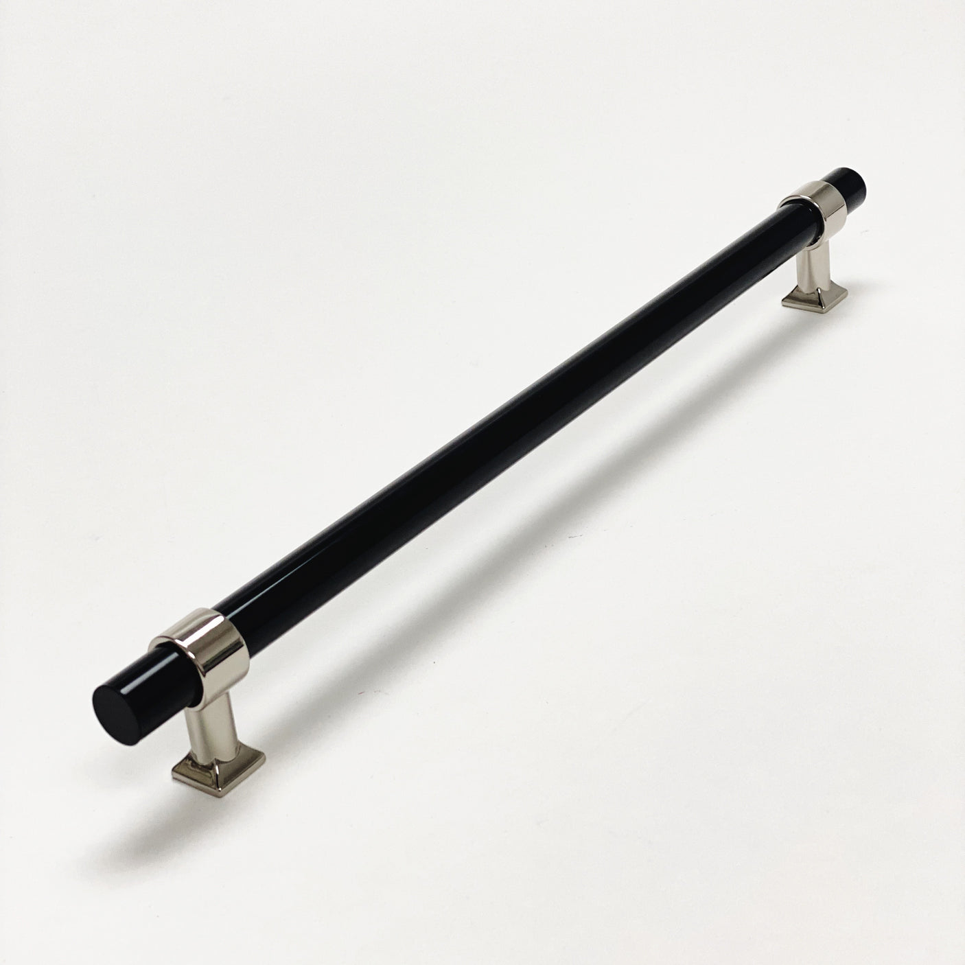 Black Lucite Polished Nickel "Nash" Drawer Pulls and Cabinet Knobs - Forge Hardware Studio