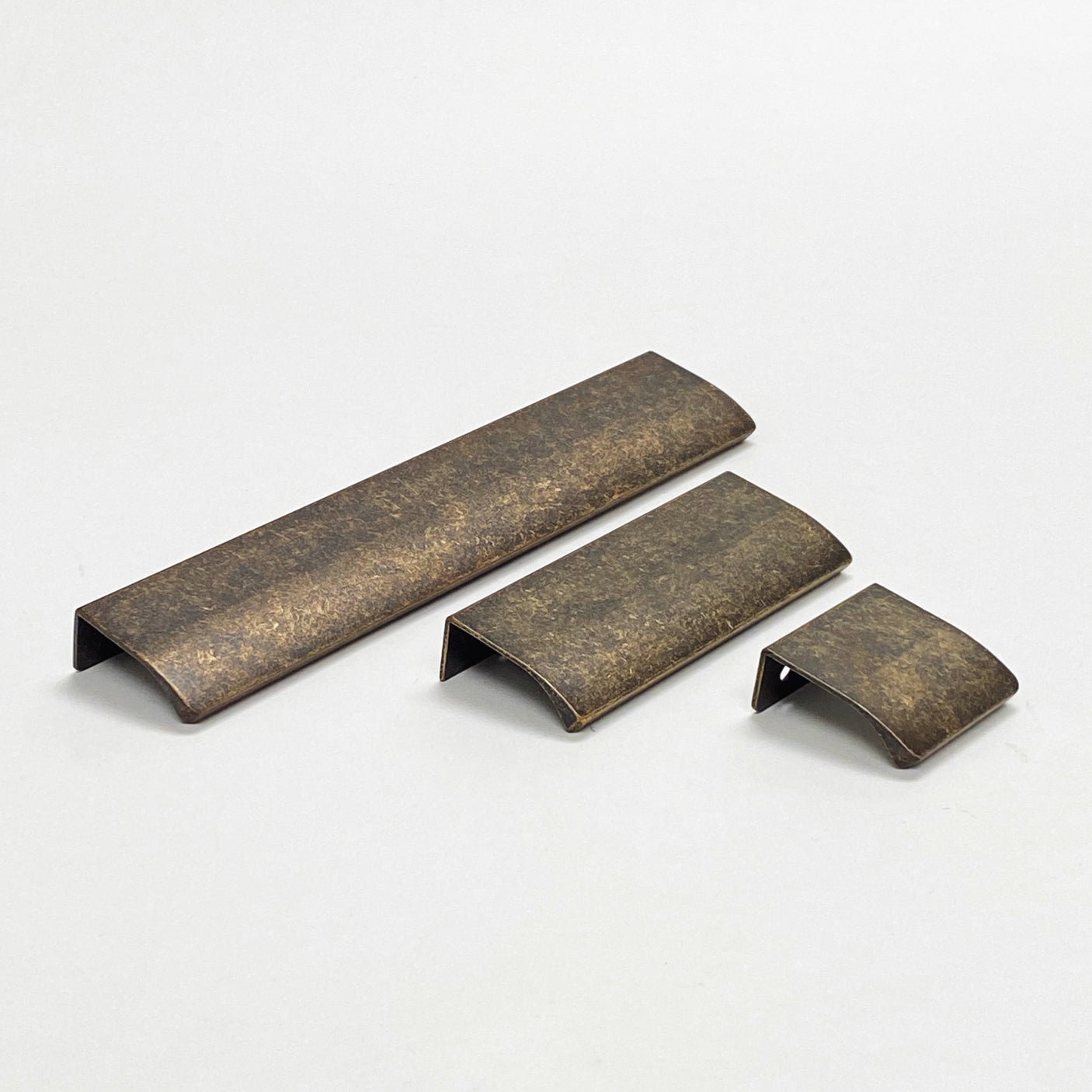 Antique Brass "Edge" Tab Finger Drawer Pulls - Forge Hardware Studio