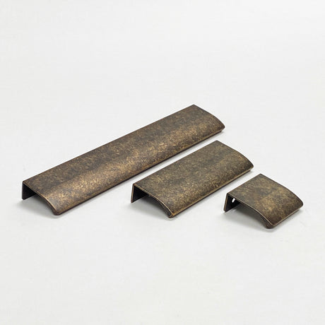 Antique Brass "Edge" Tab Finger Drawer Pulls - Forge Hardware Studio