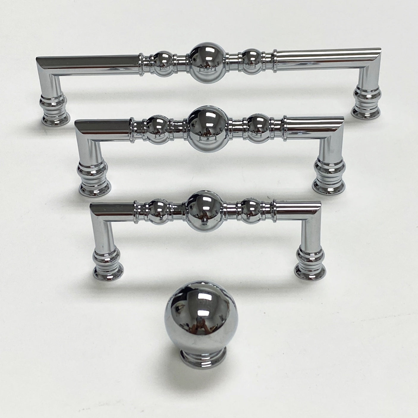 Polished Chrome “Kira” Cabinet Ball Knob and Drawer Pulls - Forge Hardware Studio