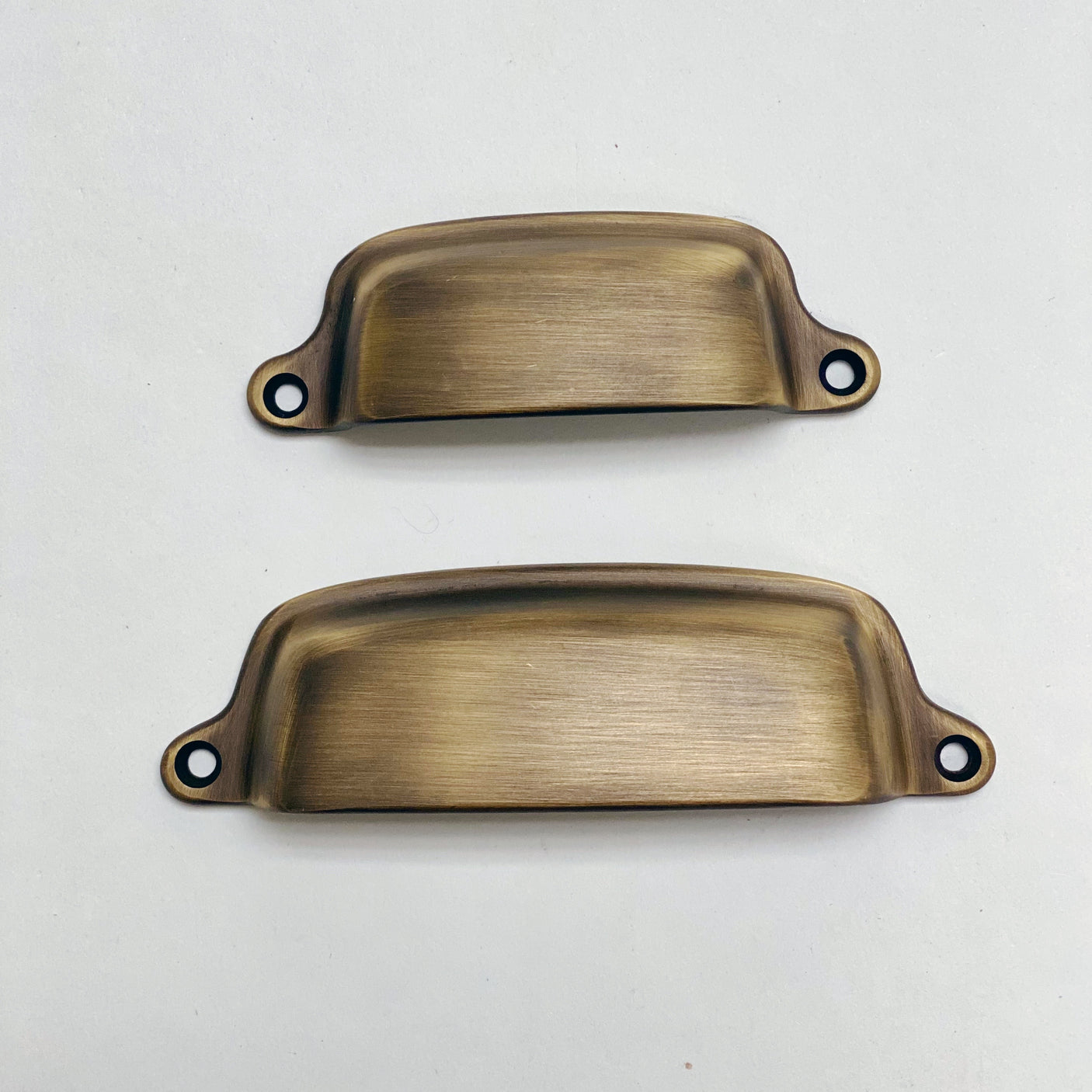 Eloise Antique Brass Cabinet Cup Drawer Pull - Kitchen Drawer Handle - Forge Hardware Studio