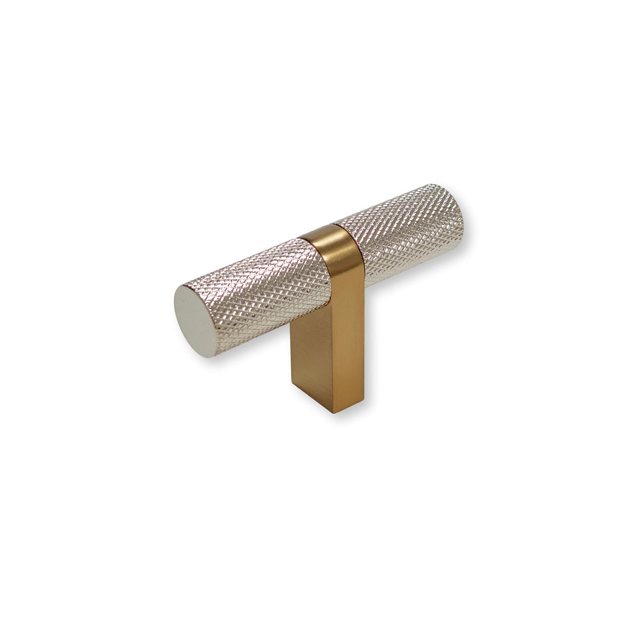 Knurled Select T-Bar Champagne Bronze and Polished Nickel Knobs and Pulls - Forge Hardware Studio