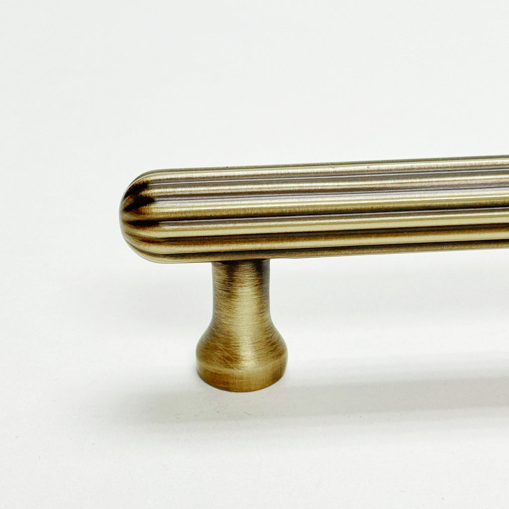 Fluted Antique Brass "Jewel" Ridge Cabinet Knobs and Pulls - Forge Hardware Studio